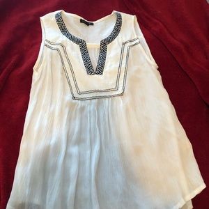 Sleeveless Embroidered White Flowy Top.